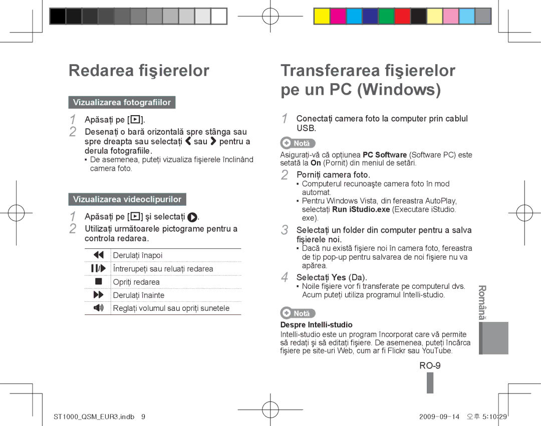 Samsung EC-ST1000BPGME Redarea fişierelor, Transferarea fişierelor pe un PC Windows, RO-9, Vizualizarea fotografiilor 