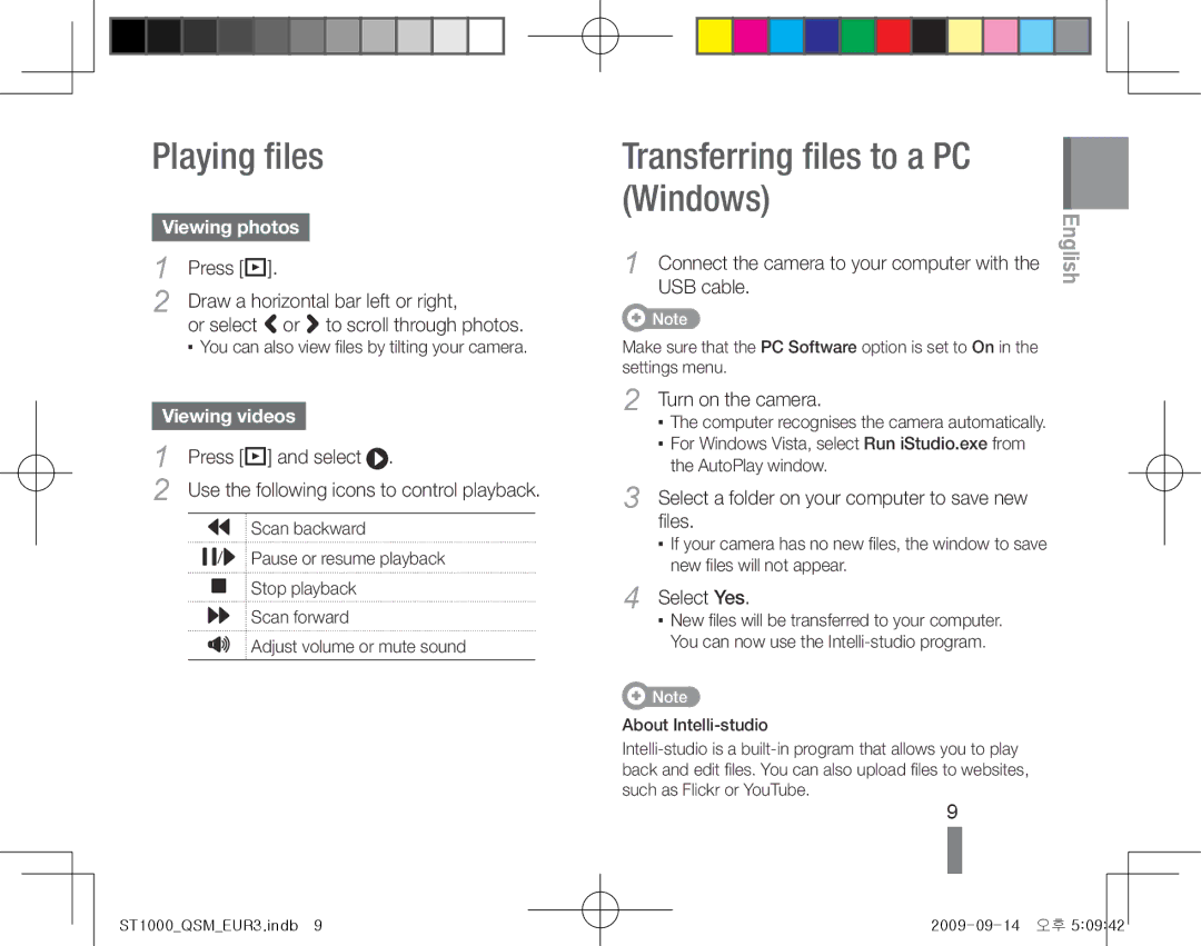 Samsung EC-ST1000BPSE3, EC-ST1000BPSE1 Playing files, Transferring files to a PC Windows, Viewing photos, Viewing videos 