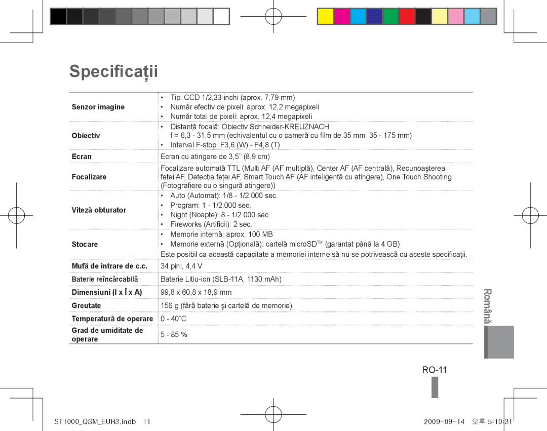 Samsung EC-ST1000BPBME, EC-ST1000BPSE1, EC-ST1000BPRFR, EC-ST1000BPBFR, EC-ST1000BPBE1, EC-ST1000BPUFR Specificaţii, RO-11 