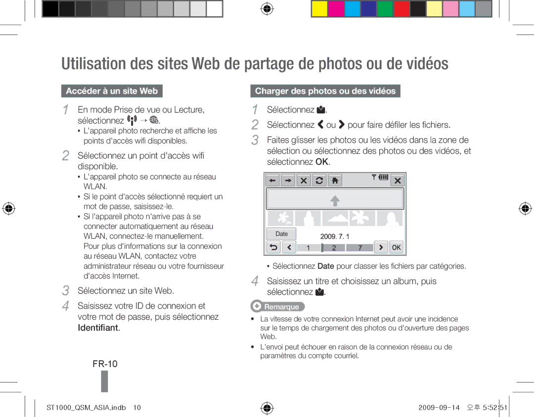 Samsung EC-ST1000BPBVN manual Utilisation des sites Web de partage de photos ou de vidéos, FR-10, Accéder à un site Web 