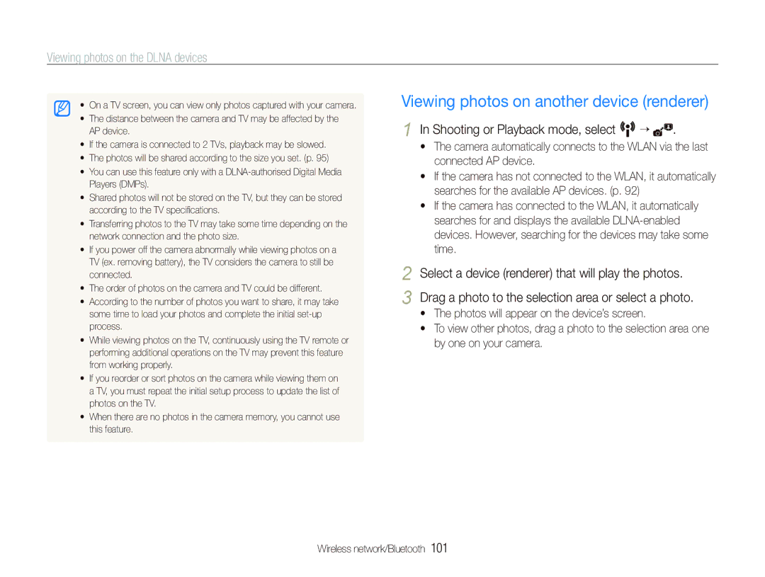 Samsung EC-ST1000BPRE3, EC-ST1000BPSE1 manual Viewing photos on another device renderer, Viewing photos on the Dlna devices 