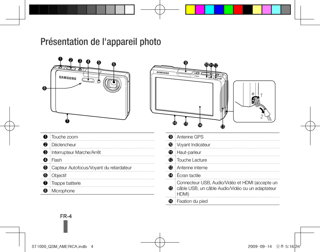 Samsung EC-ST1000BPUE3, EC-ST1000BPSE1, EC-ST1000BPRFR, EC-ST1000BPBFR, EC-ST1000BPBE1 Présentation de lappareil photo, FR-4 