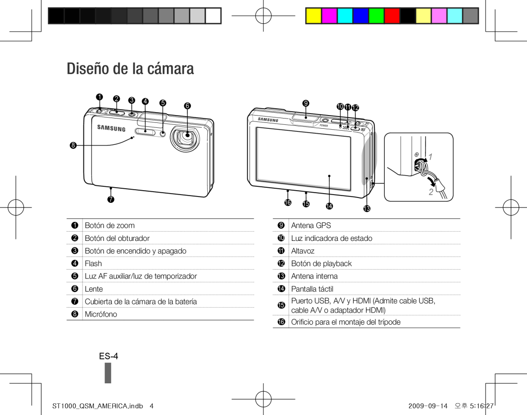 Samsung EC-ST1000BPUME, EC-ST1000BPSE1, EC-ST1000BPRFR, EC-ST1000BPBFR, EC-ST1000BPBE1 manual Diseño de la cámara, ES-4 
