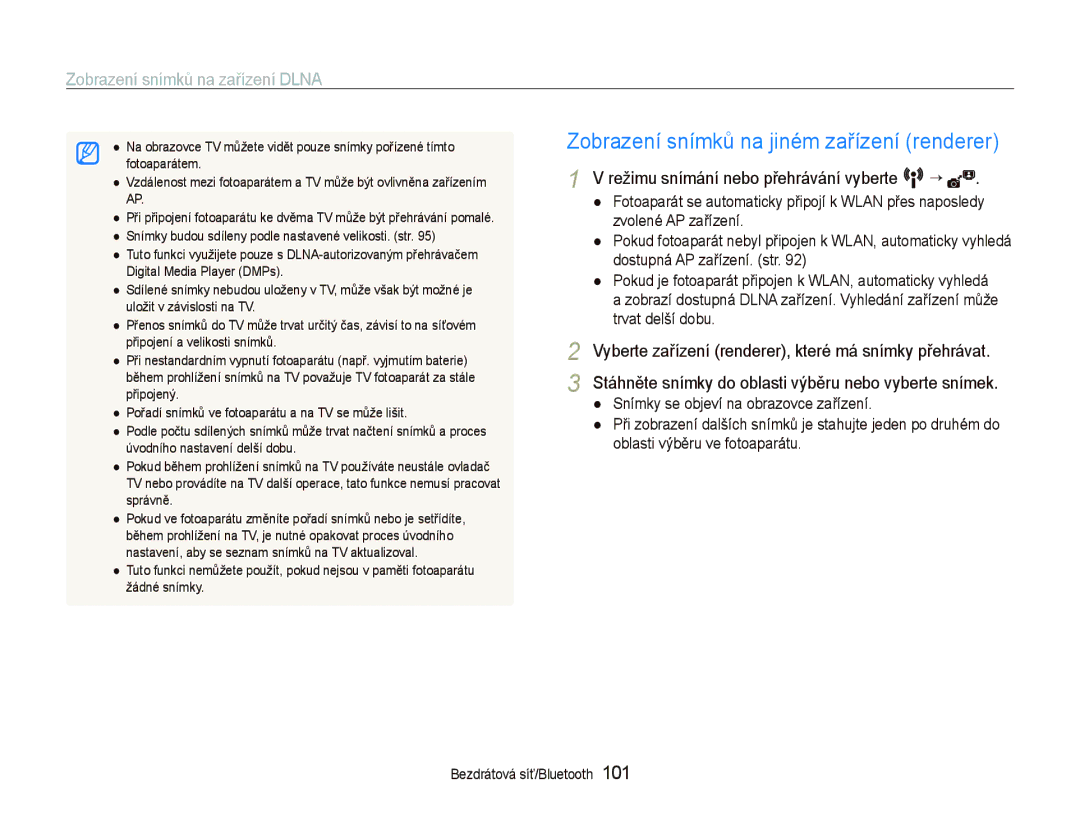 Samsung EC-ST1000BPUE3, EC-ST1000BPSE3, EC-ST1000BPBE3, EC-ST1000BPGE3, EC-ST1000BPRE3 manual Zobrazení snímků na zařízení Dlna 