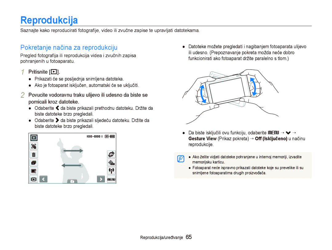 Samsung EC-ST1000BPBE3, EC-ST1000BPSE3, EC-ST1000BPUE3 manual Reprodukcija, Pokretanje načina za reprodukciju, Pritisnite P 