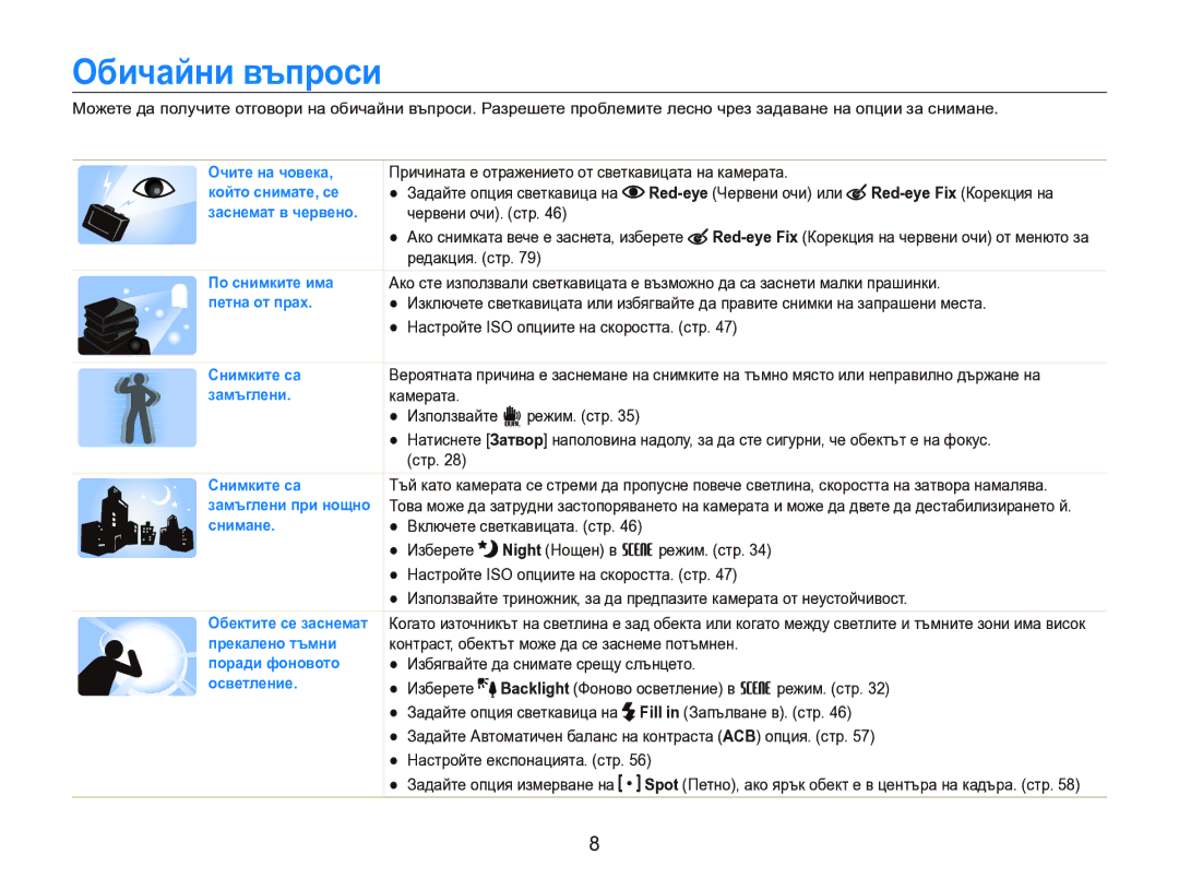 Samsung EC-ST1000BPSE3 manual Обичайни въпроси, Red-eye Fix Корекция на 