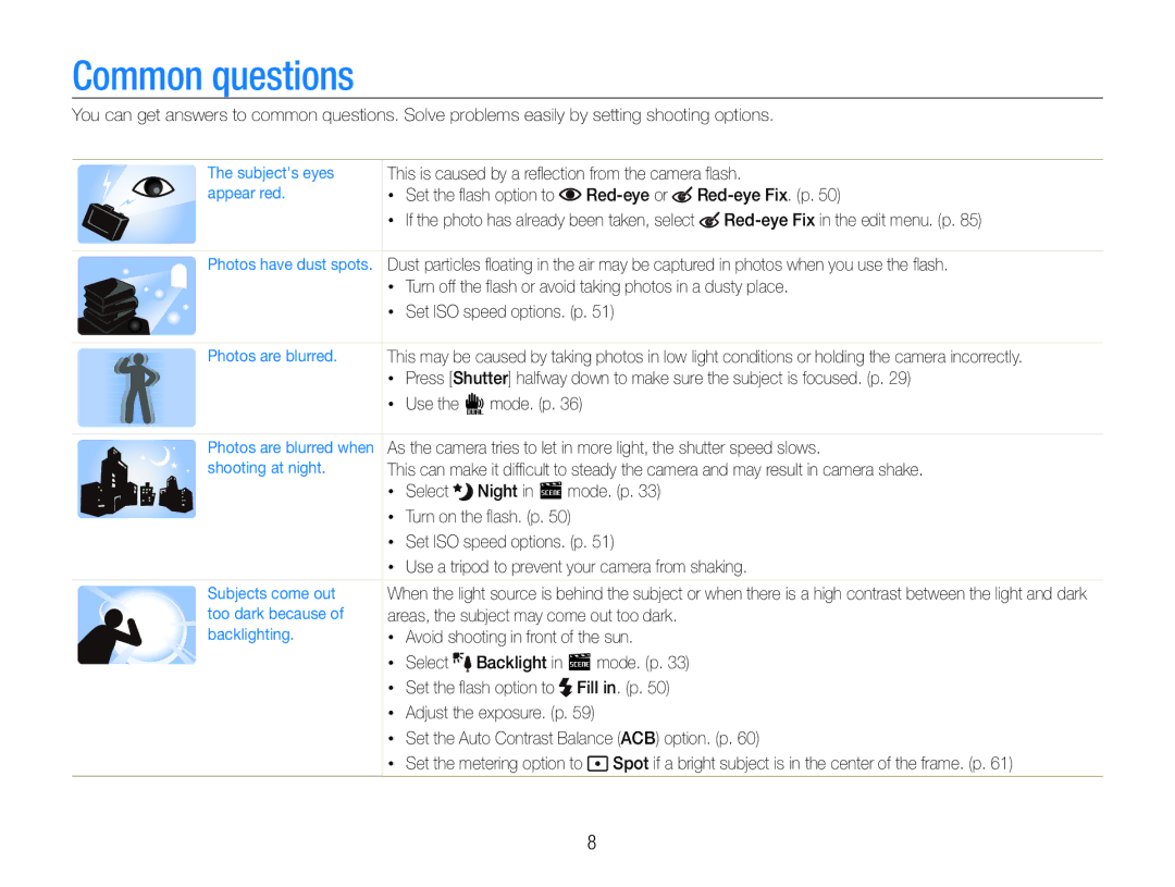 Samsung EC-ST100ZBPBIL, EC-ST100ZBPBE1, EC-ST100ZBPGIT, EC-ST100ZBDLVN, EC-ST100ZBPPTR, EC-ST100ZBPPZA manual Common questions 