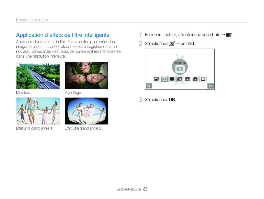 Samsung EC-ST100ZBPBE1 manual Sélectionnez ““un effet, Miniature 