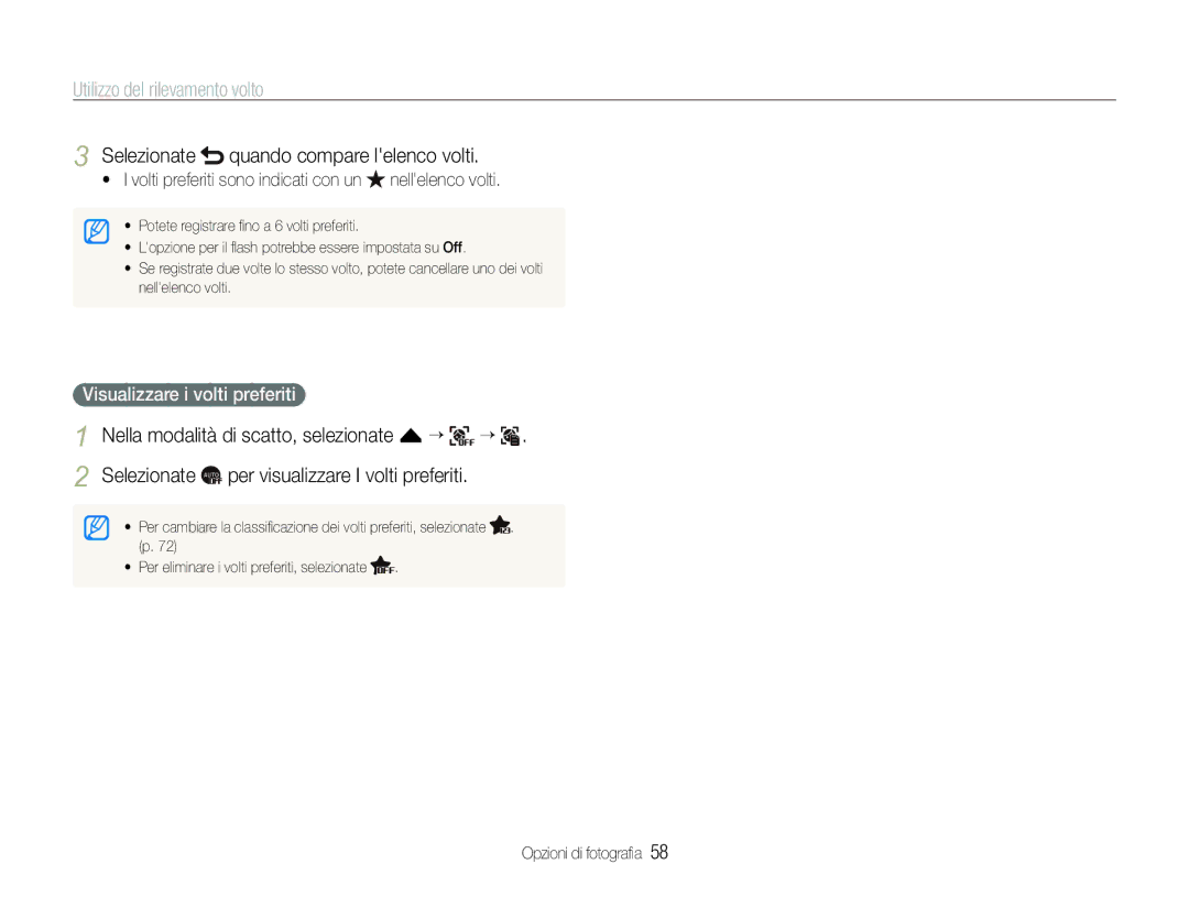 Samsung EC-ST100ZBPGIT manual Selezionate quando compare lelenco volti, Visualizzare i volti preferiti 