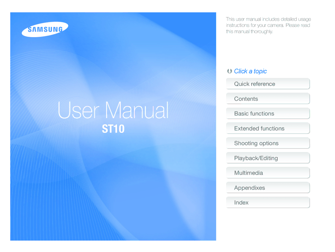 Samsung EC-ST10ZSBP/IT, EC-ST10ZABP/FR, EC-ST10ZBBP/IT, EC-ST10ZSBA/IT, EC-ST10ZABA/IT, EC-ST10ZRBP/IT, EC-ST10ZABP/ME manual 