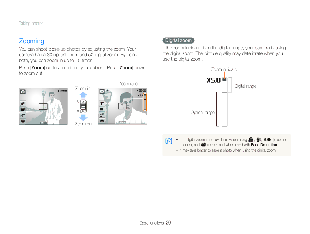Samsung EC-ST10ZSBP/RU, EC-ST10ZABP/FR, EC-ST10ZSBP/IT, EC-ST10ZBBP/IT, EC-ST10ZSBA/IT Zooming, Taking photos, Digital zoom 