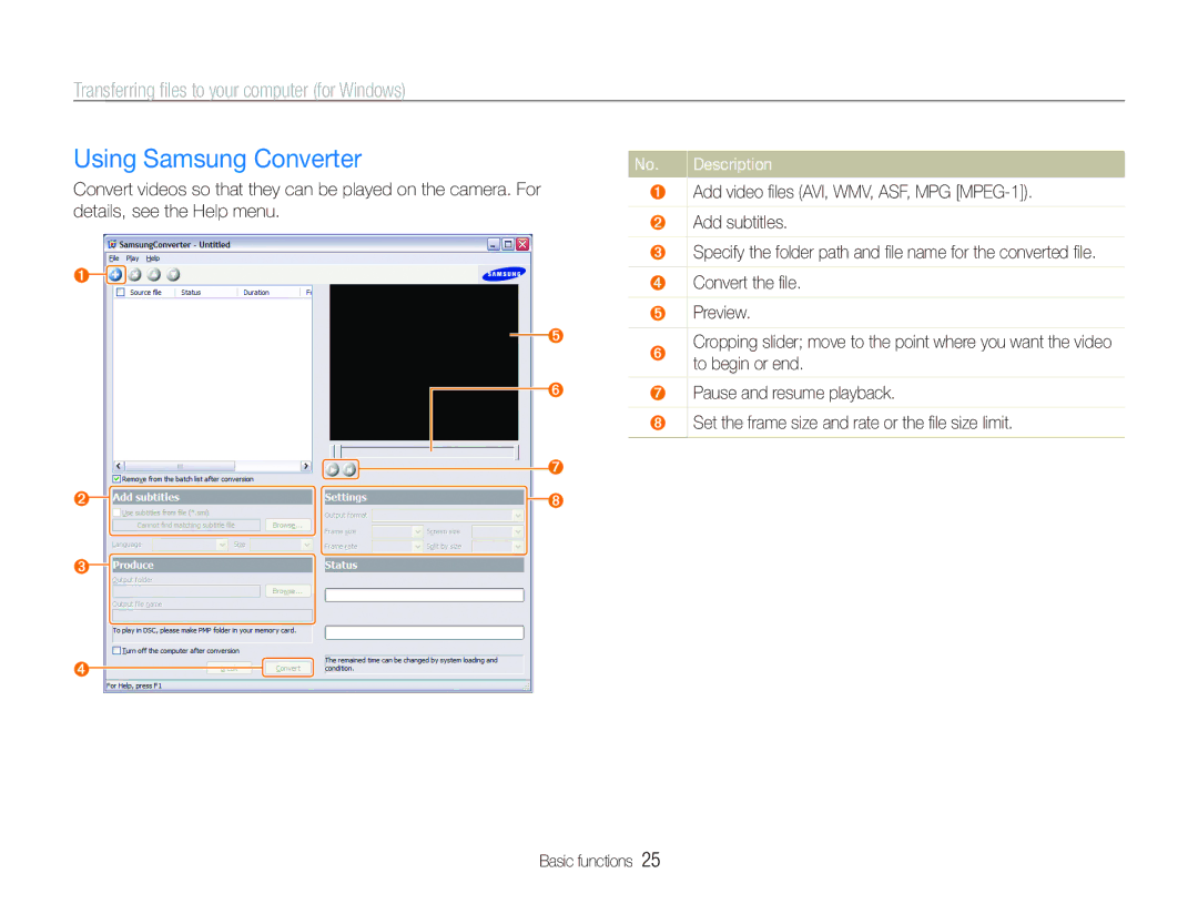 Samsung EC-ST10ZRBP/RU, EC-ST10ZABP/FR, EC-ST10ZSBP/IT Using Samsung Converter, ˆ Add video ﬁles AVI, WMV, ASF, MPG MPEG-1 