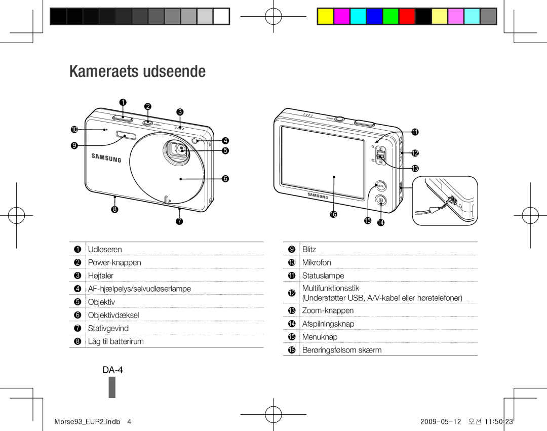 Samsung EC-ST10ZABP/ME, EC-ST10ZABP/FR, EC-ST10ZSBP/IT, EC-ST10ZBBP/IT, EC-ST10ZSBA/IT manual Kameraets udseende, DA-4, Blitz 