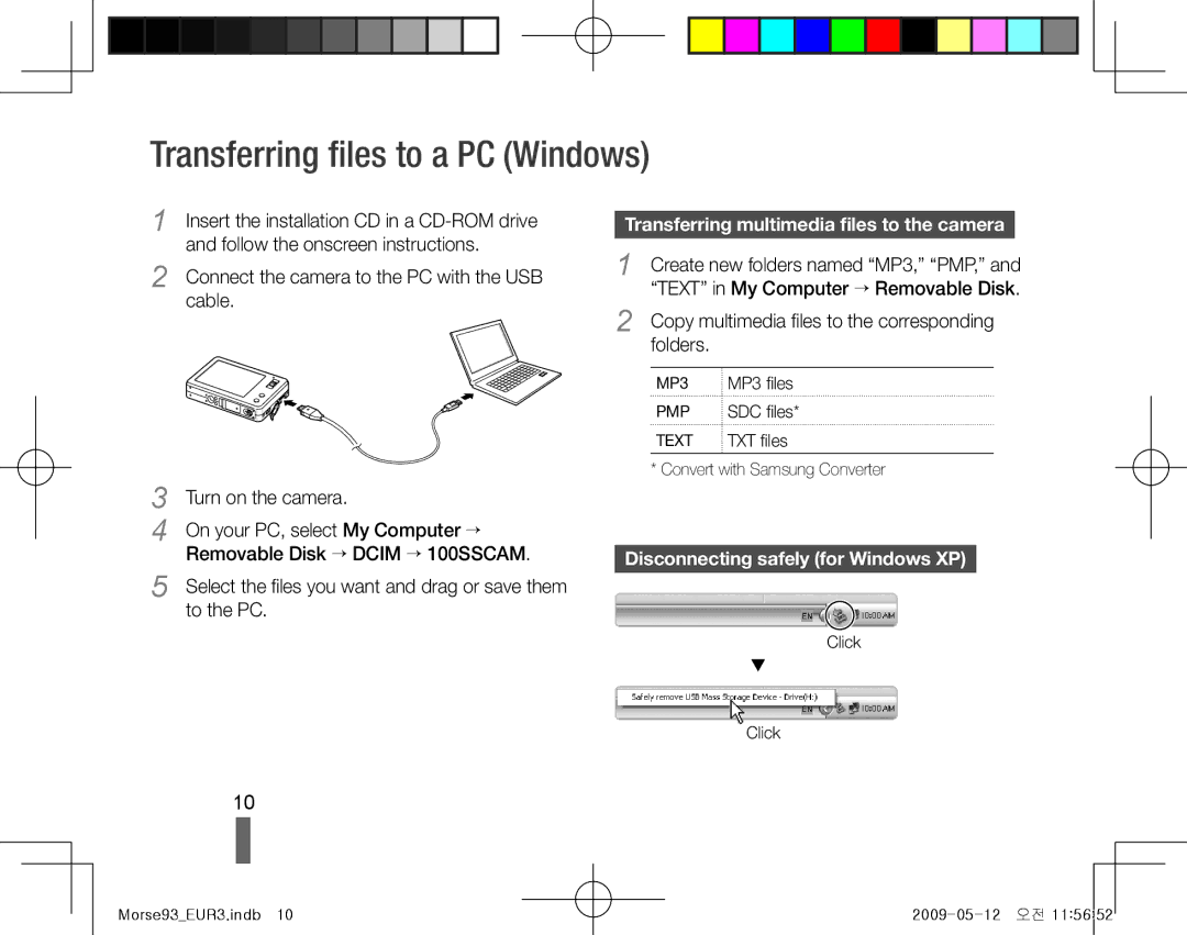 Samsung EC-ST10ZSBP/ME manual Transferring files to a PC Windows, Select the files you want and drag or save them to the PC 