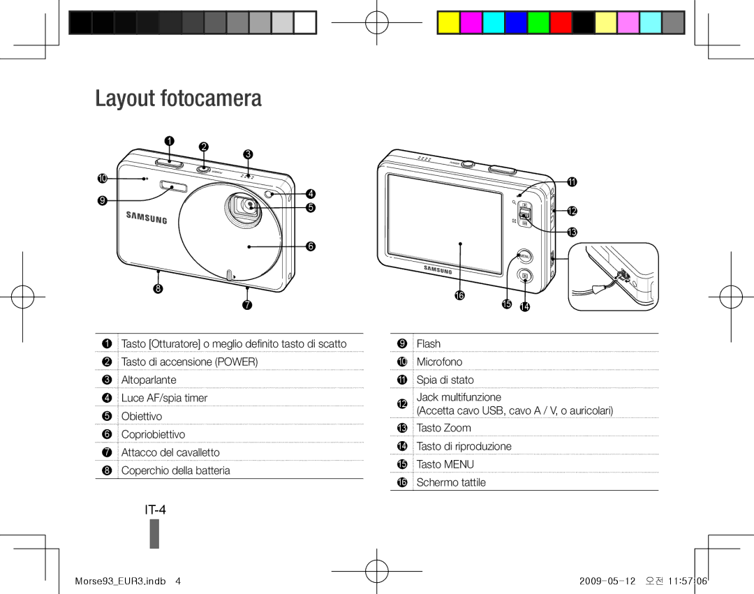 Samsung EC-ST10ZABP/ME, EC-ST10ZABP/FR, EC-ST10ZSBP/IT, EC-ST10ZBBP/IT, EC-ST10ZSBA/IT Layout fotocamera, IT-4, Altoparlante 