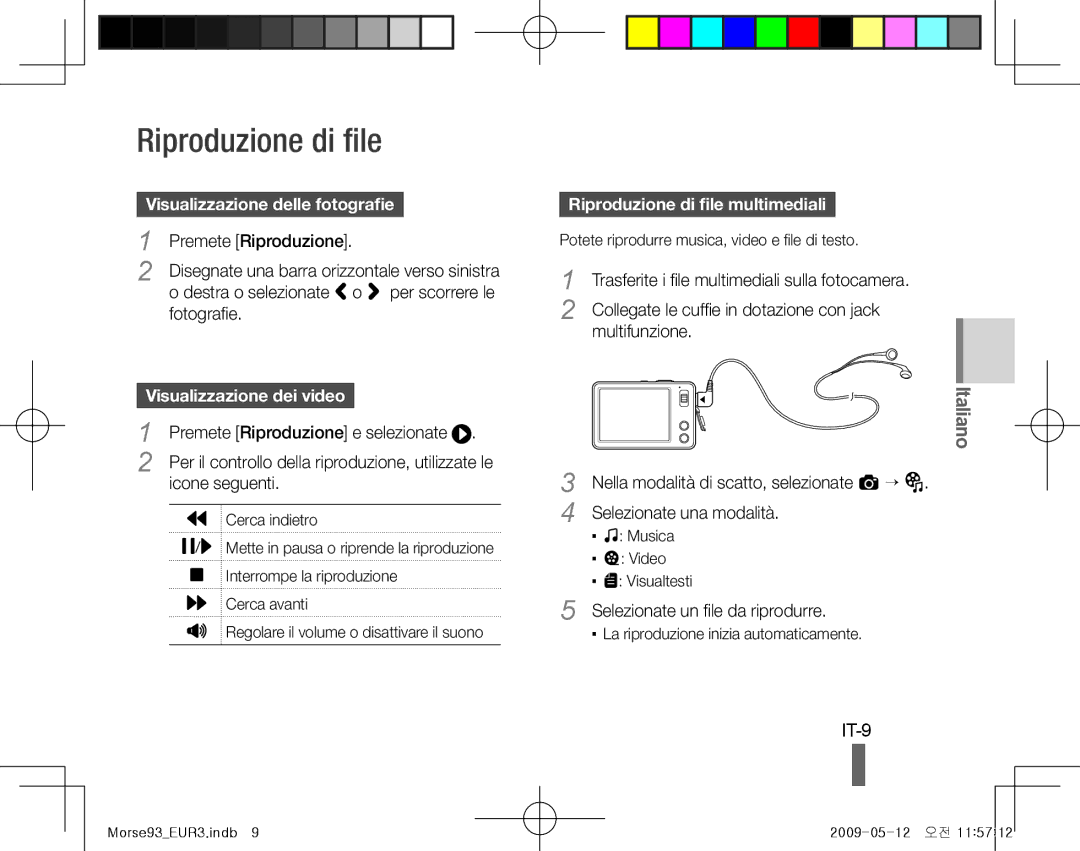 Samsung EC-ST10ZBBP/ME, EC-ST10ZABP/FR manual IT-9, Visualizzazione delle fotografie, Riproduzione di file multimediali 