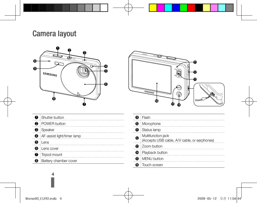 Samsung EC-ST10ZABA/IT, EC-ST10ZABP/FR, EC-ST10ZSBP/IT, EC-ST10ZBBP/IT manual Camera layout, Shutter button, Flash, Speaker 