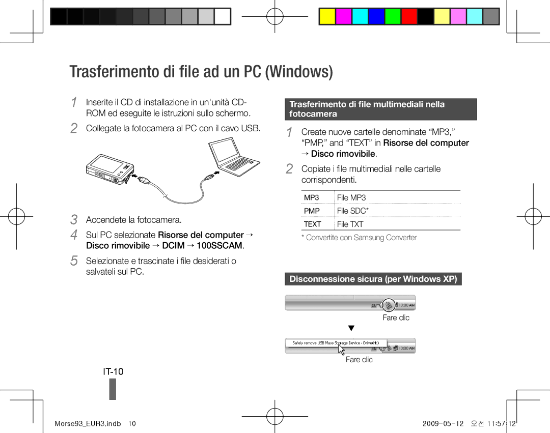 Samsung EC-ST10ZABP/SA Trasferimento di file ad un PC Windows, IT-10, Trasferimento di file multimediali nella fotocamera 