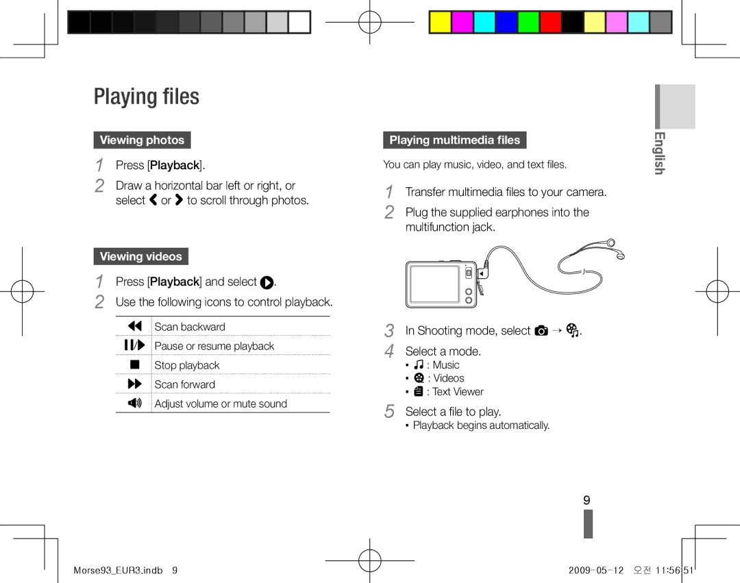 Samsung EC-ST10ZRBP/ME, EC-ST10ZABP/FR, EC-ST10ZSBP/IT manual Playing files, Viewing photos, Playing multimedia files 