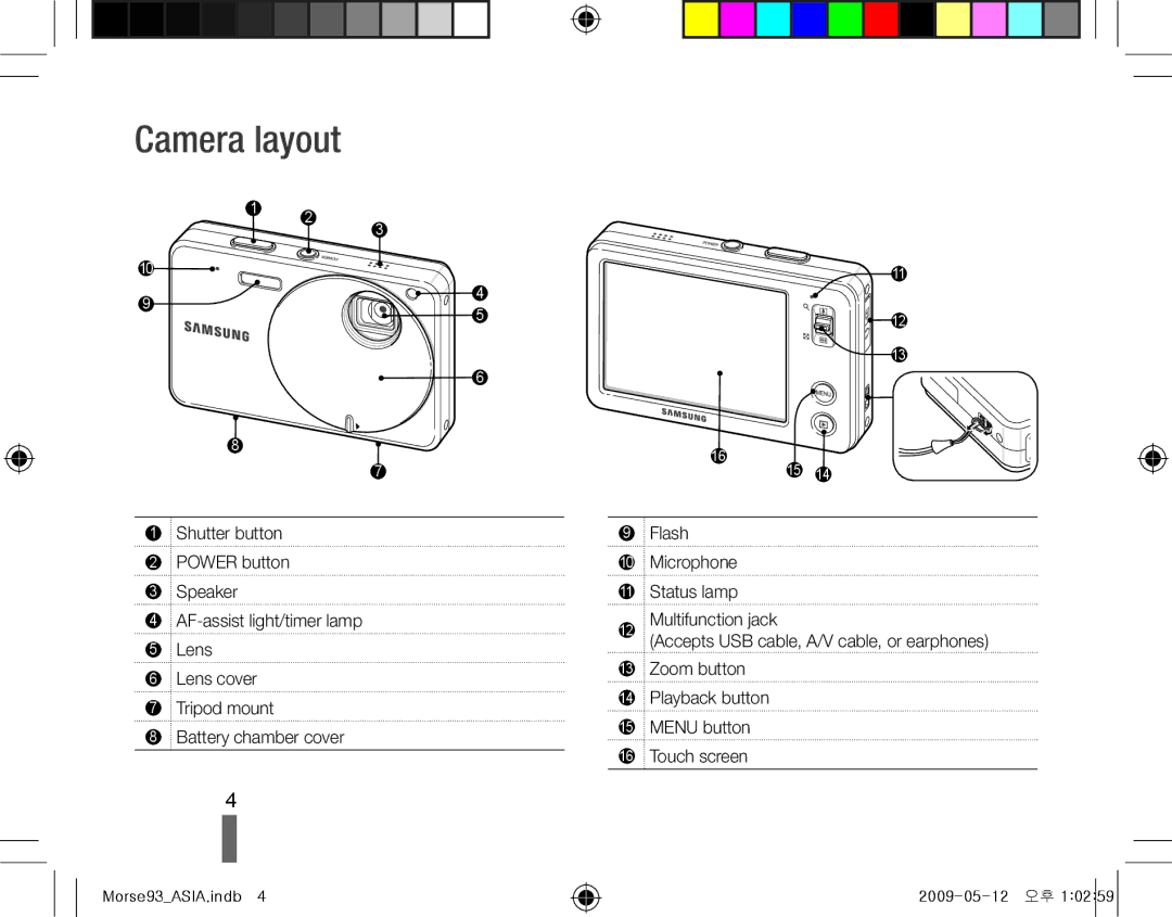 Samsung EC-ST10ZABA/IT, EC-ST10ZABP/FR, EC-ST10ZSBP/IT, EC-ST10ZBBP/IT, EC-ST10ZSBA/IT manual Camera layout, Tripod mount 