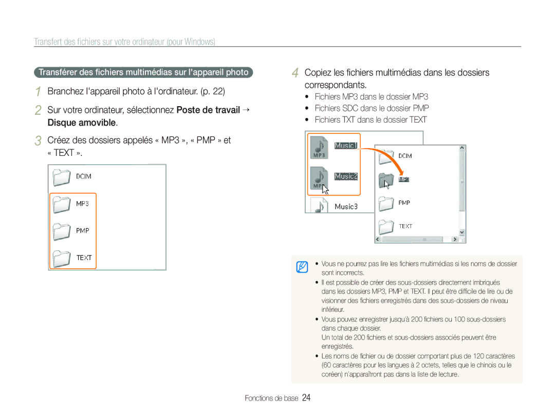 Samsung EC-ST10ZABP/FR manual Transférer des ﬁchiers multimédias sur lappareil photo 