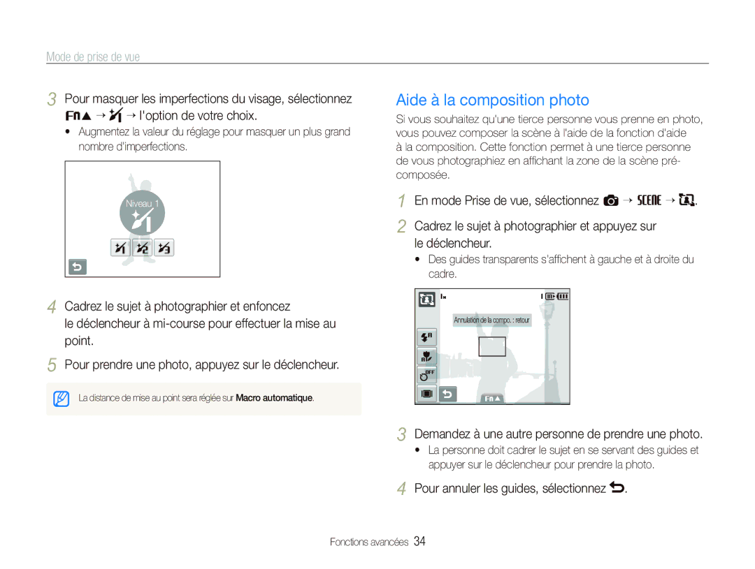 Samsung EC-ST10ZABP/FR manual Aide à la composition photo, Demandez à une autre personne de prendre une photo 