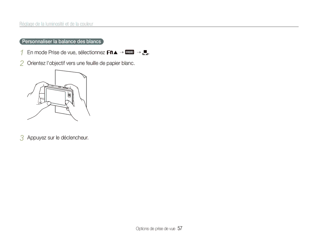 Samsung EC-ST10ZABP/FR manual Personnaliser la balance des blancs 