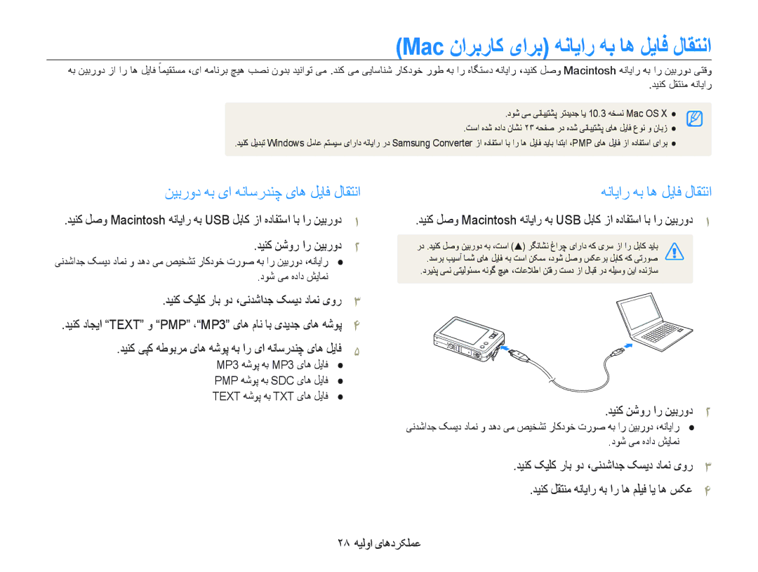 Samsung EC-ST10ZSBP/SA, EC-ST10ZABP/ME Mac ﻥﺍﺮﺑﺭﺎﮐ یﺍﺮﺑ ﻪﻧﺎﻳﺍﺭ ﻪﺑ ﺎﻫ ﻞﻳﺎﻓ ﻝﺎﻘﺘﻧﺍ, ﺪﻴﻨﮐ ﮏﻴﻠﮐ ﺭﺎﺑ ﻭﺩ ،ﯽﻧﺪﺷﺍﺪﺟ ﮏﺴﻳﺩ ﺩﺎﻤﻧ یﻭﺭ 