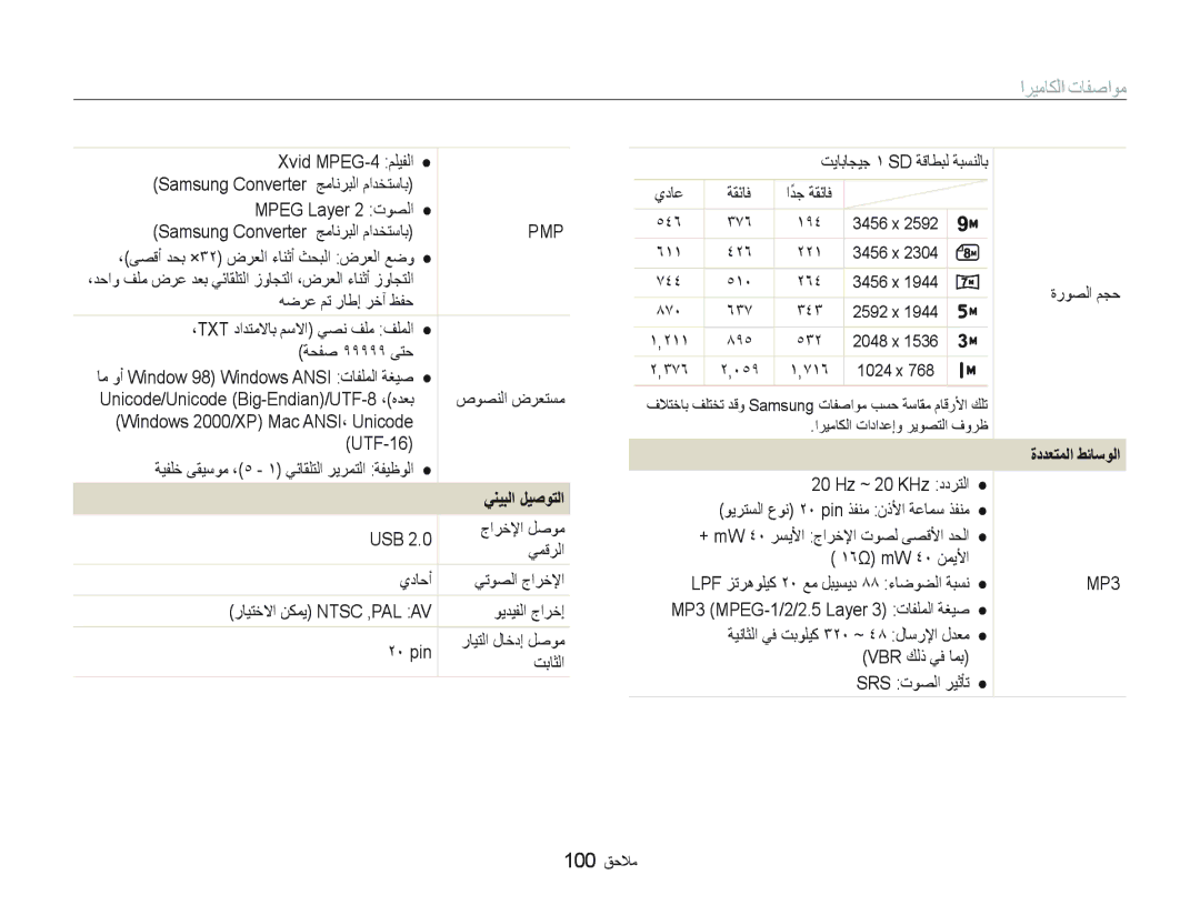 Samsung EC-ST10ZRBP/ME, EC-ST10ZABP/ME, EC-ST10ZSBP/SA, EC-ST10ZGBP/ME, EC-ST10ZSBP/ME, EC-ST10ZBBP/ME manual ﻲﻨﻴﺒﻟﺍ ﻞﻴﺻﻮﺘﻟﺍ 