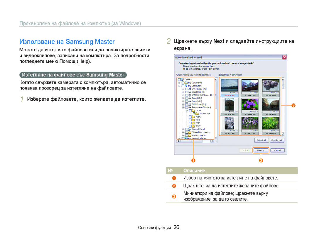 Samsung EC-ST10ZRBP/E3 manual Използване на Samsung Master, Иɡтɟглянɟ нɚ фɚɣлɨвɟ ɫъɫ Samsung Master 