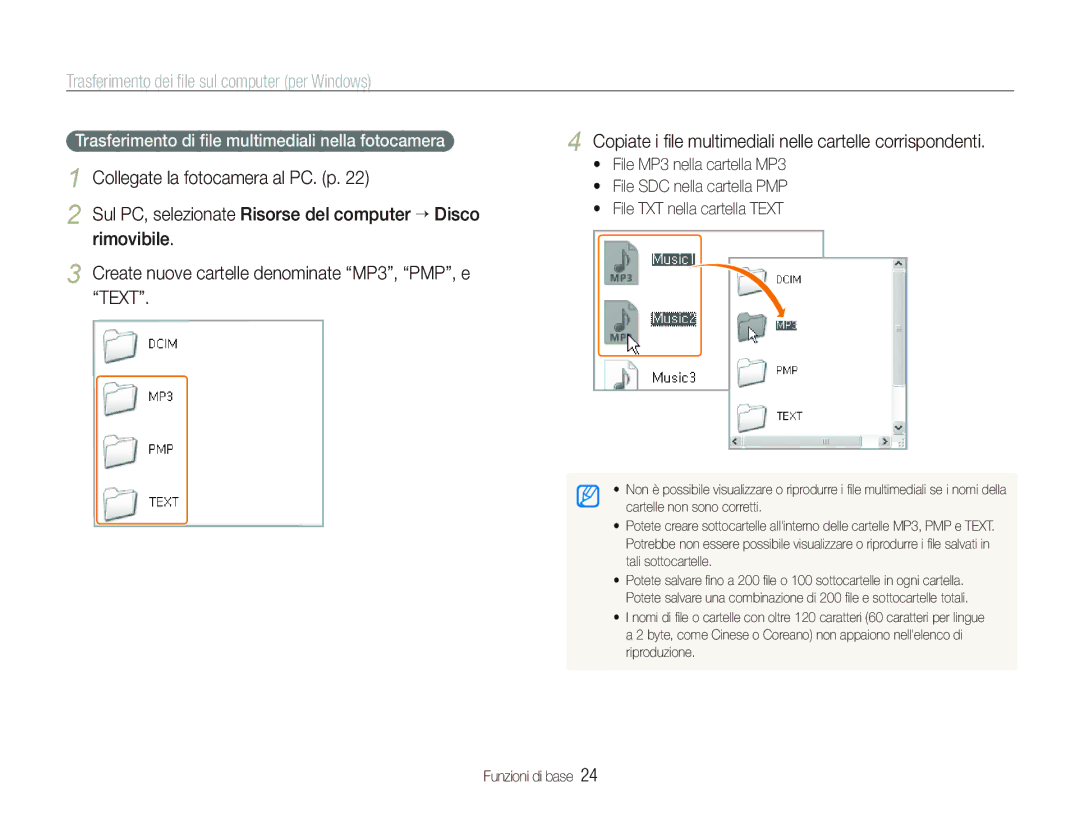 Samsung EC-ST10ZSBP/IT, EC-ST10ZBBP/IT, EC-ST10ZSBA/IT, EC-ST10ZABA/IT Trasferimento di ﬁle multimediali nella fotocamera 