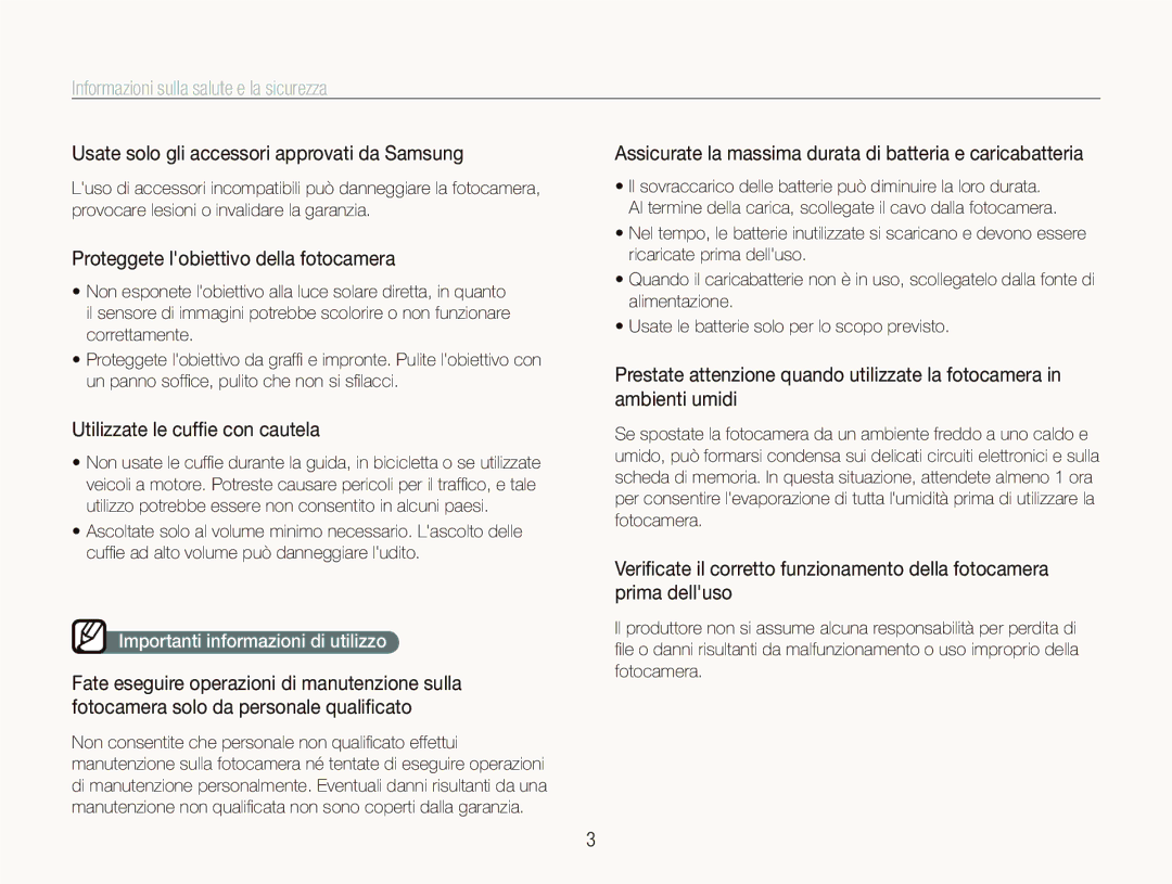 Samsung EC-ST10ZRBP/IT manual Usate solo gli accessori approvati da Samsung, Proteggete lobiettivo della fotocamera 