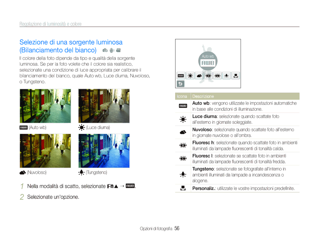 Samsung EC-ST10ZSBA/IT, EC-ST10ZSBP/IT, EC-ST10ZBBP/IT, EC-ST10ZABA/IT, EC-ST10ZRBP/IT manual Auto wb 