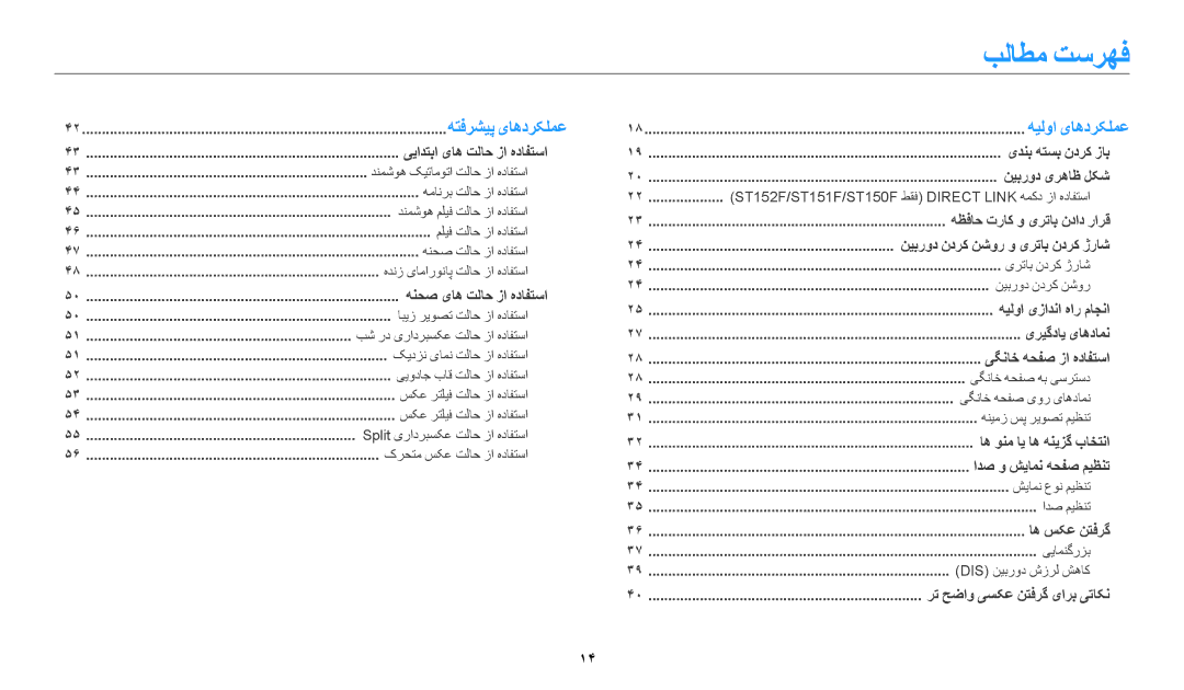 Samsung EC-ST72ZZBDLSA, EC-ST150FBDPSA, EC-ST150FDPWM3, EC-ST72ZZBDWSA, EC-ST150FDPBM3 manual بلاطم تسرهف, هتفرشیپ یاهدرکلمع 