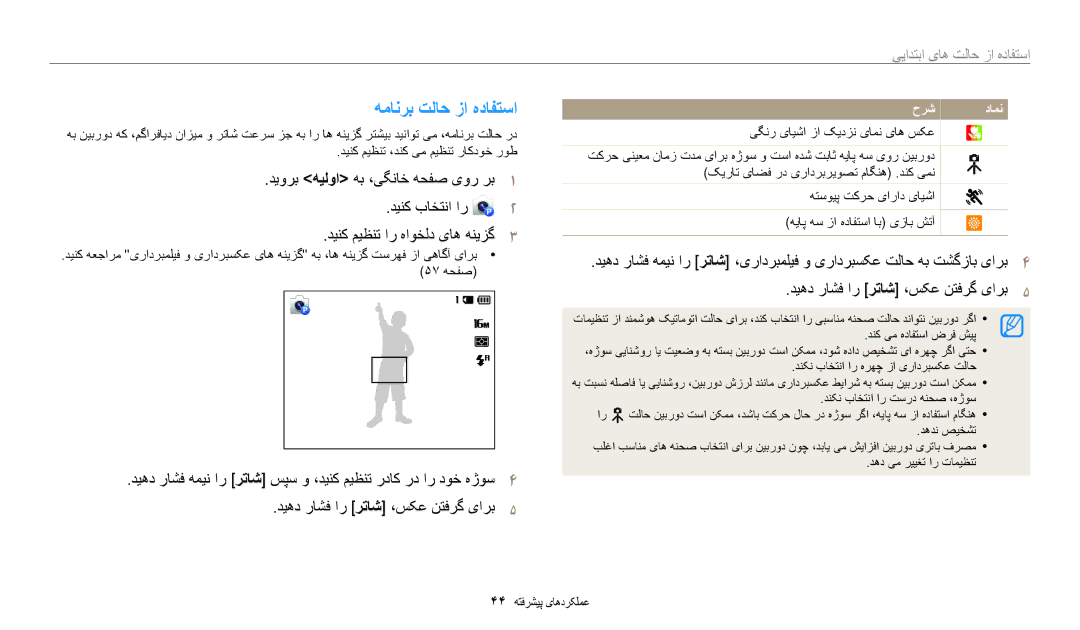 Samsung EC-ST72ZZBDLSA manual همانرب تلاح زا هدافتسا, دیورب هیلوا هب ،یگناخ هحفص یور رب, دینک میظنت ار هاوخلد یاه هنیزگ 