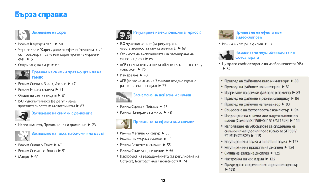 Samsung EC-ST150FBPWE3, EC-ST72ZZBPLE3, EC-ST72ZZBPRE3, EC-ST150FBPSE3, EC-ST72ZZBPBE3 manual Бърза справка, Заснемане на хора 