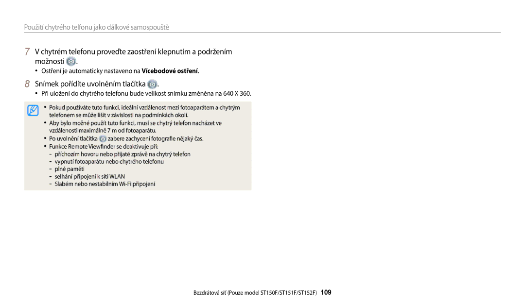 Samsung EC-ST72ZZBPWE3, EC-ST150FBPWE3, EC-ST72ZZBPLE3 Možnosti, Ostření je automaticky nastaveno na Vícebodové ostření 