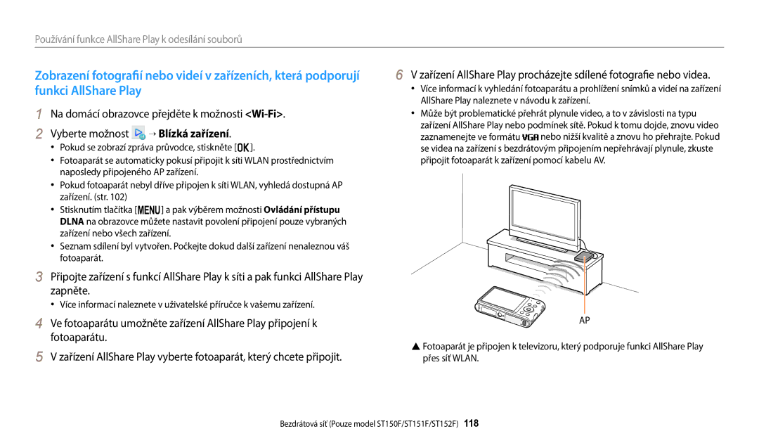 Samsung EC-ST150FBPPE3, EC-ST150FBPWE3, EC-ST72ZZBPLE3, EC-ST72ZZBPRE3 Používání funkce AllShare Play k odesílání souborů 