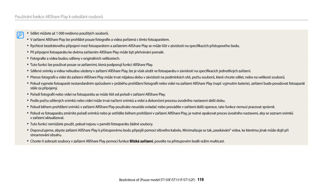 Samsung EC-ST150FBPWE3, EC-ST72ZZBPLE3, EC-ST72ZZBPRE3, EC-ST150FBPSE3 Používání funkce AllShare Play k odesílání souborů 