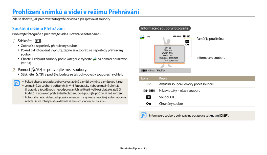 Samsung EC-ST150FBPWE3 manual Prohlížení snímků a videí v režimu Přehrávání, Spuštění režimu Přehrávání, Stiskněte P 