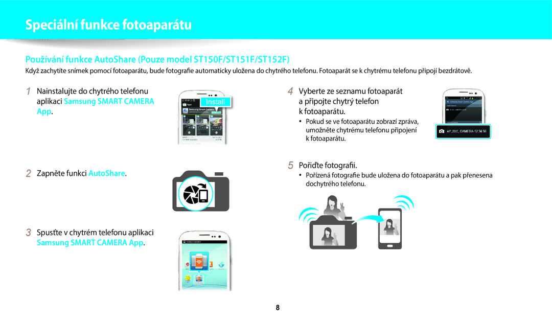 Samsung EC-ST72ZZBPLE3 manual Fotoaparátu, Pořiďte fotografii, Vyberte ze seznamu fotoaparát a připojte chytrý telefon 