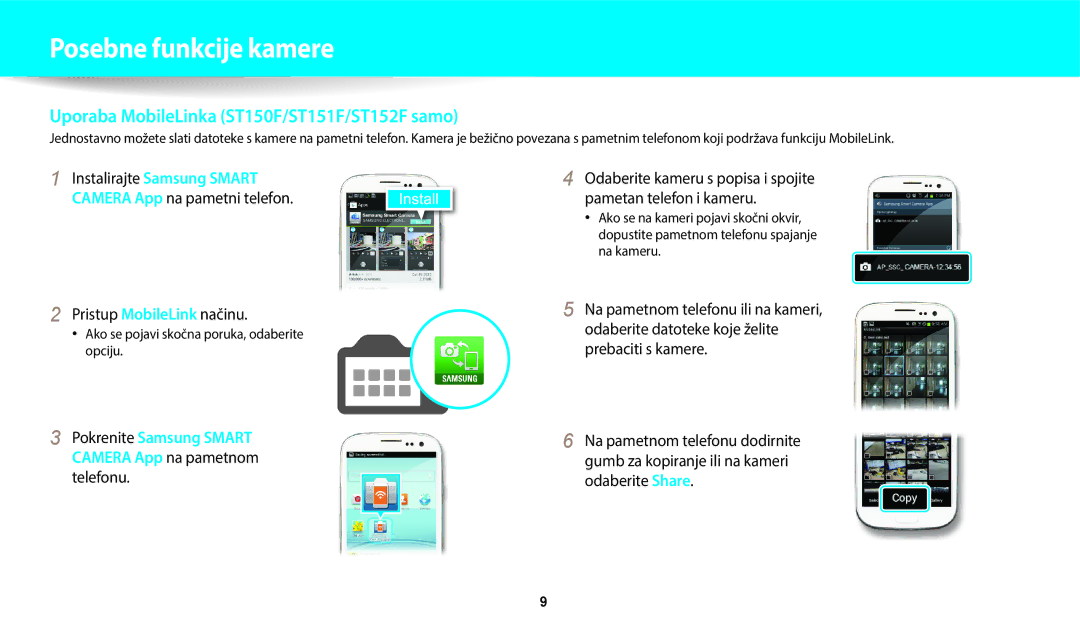 Samsung EC-ST72ZZBPRE3, EC-ST150FBPWE3 manual Pristup MobileLink načinu, Ako se pojavi skočna poruka, odaberite opciju 