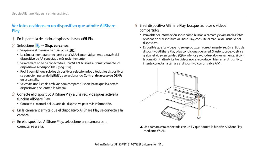 Samsung EC-ST152FBDPE1, EC-ST152FBDWE1, EC-ST72ZZBPWE1, EC-ST150FBPBE1 manual Uso de AllShare Play para enviar archivos 