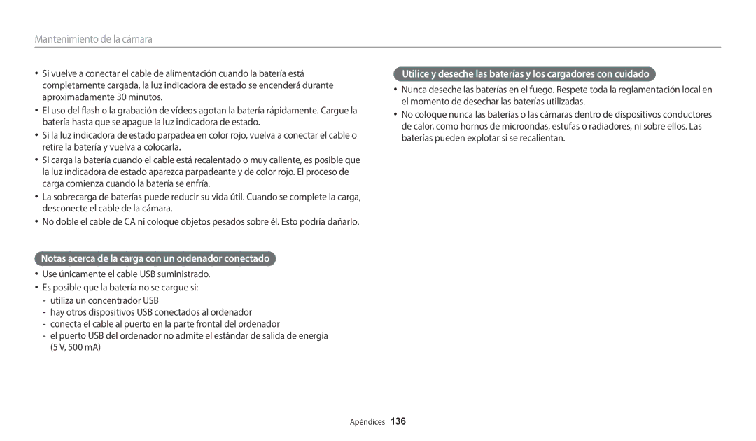 Samsung EC-ST150FBPPIL, EC-ST152FBDWE1, EC-ST72ZZBPWE1, EC-ST150FBPBE1 Notas acerca de la carga con un ordenador conectado 