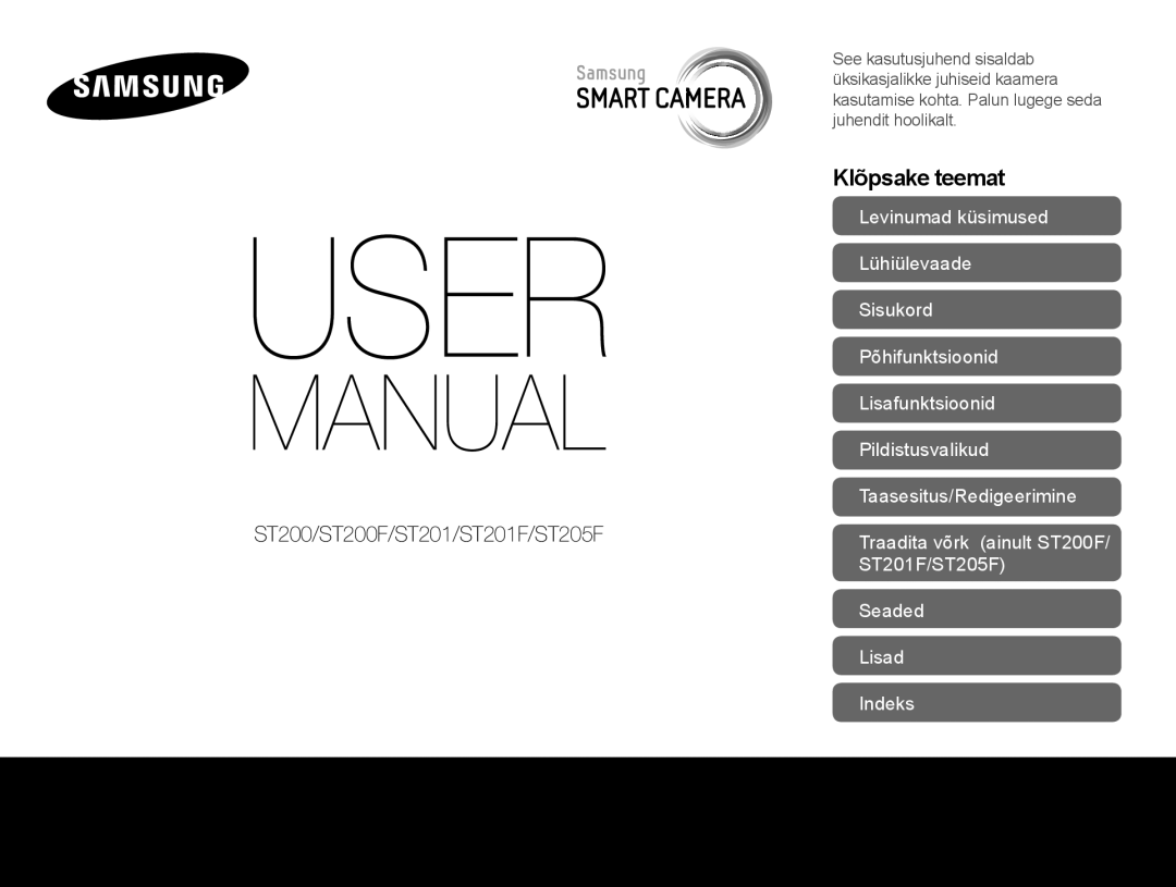 Samsung EC-ST200ZBPLE1, EC-ST200FBPBFR, EC-ST200FBPRFR, EC-ST200ZBPBE1, EC-ST200FBPLE1, EC-ST200FBPRE1 manual Click a topic 