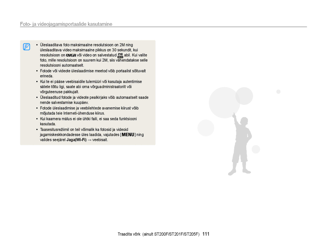 Samsung EC-ST200FBPBE2, EC-ST200FBPSE2, EC-ST200FBPLE2, EC-ST200FBPRE2 manual Foto- ja videojagamisportaalide kasutamine 