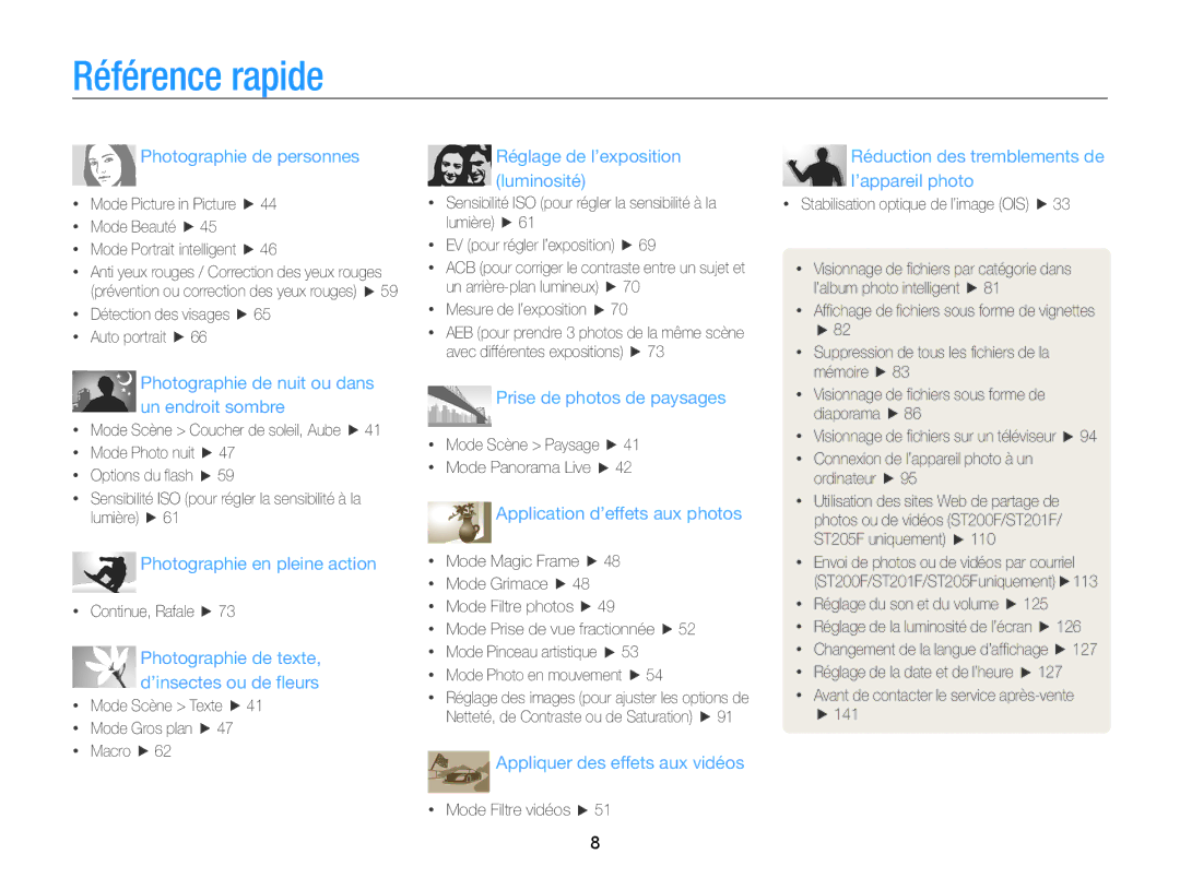 Samsung EC-ST200FBPBFR, EC-ST200ZBPLE1, EC-ST200FBPRFR, EC-ST200ZBPBE1 manual Référence rapide, Photographie de personnes 