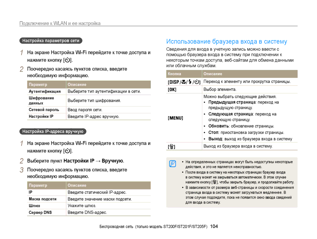 Samsung EC-ST200FBPSRU, EC-ST200FBPLRU manual Подключение к Wlan и ее настройка, Поочередно касаясь пунктов списка, введите 