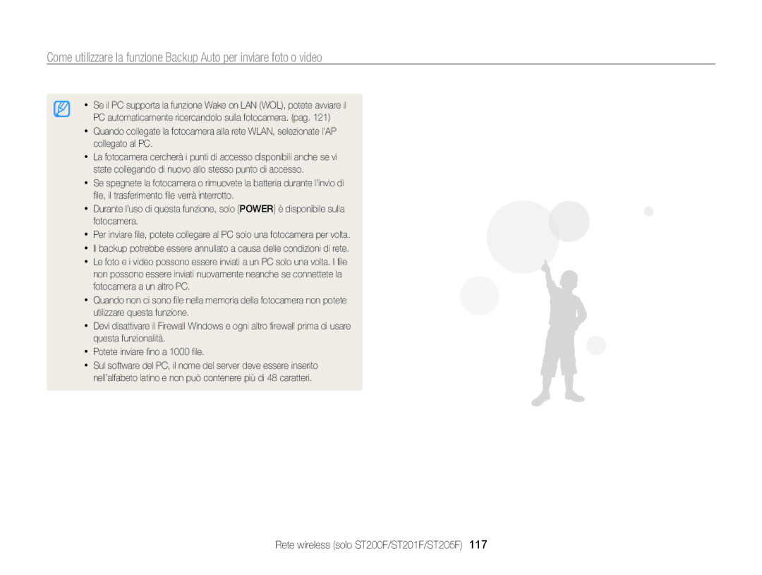 Samsung EC-ST200FDDBME, EC-ST200ZBPBE1, EC-ST200FBPLE1, EC-ST200FBPBE1 manual Rete wireless solo ST200F/ST201F/ST205F 