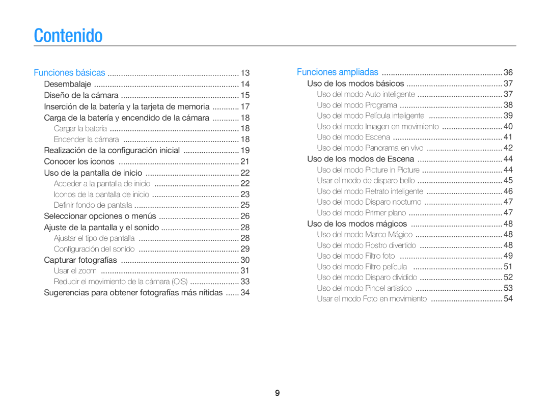 Samsung EC-ST200ZBPLE1, EC-ST200ZBPBE1, EC-ST200FBPLE1, EC-ST200FBPRE1, EC-ST200FBPBE1, EC-ST200ZBPRE1 manual Contenido 